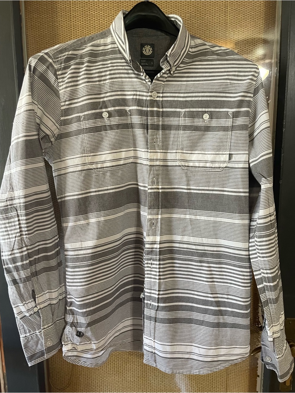 Element Men’s Gray & White Striped Button-Down Shirt